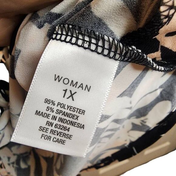 Roz & Ali NWOT Butterfly Floral Print Trumpet Sleeve Blouse Tie Front Size 1X - Picture 7 of 10